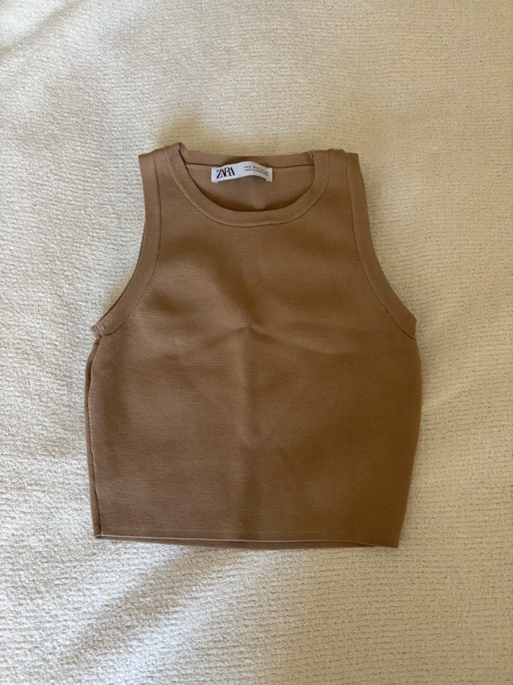 ZARA Camel Ribbed Crop Tank